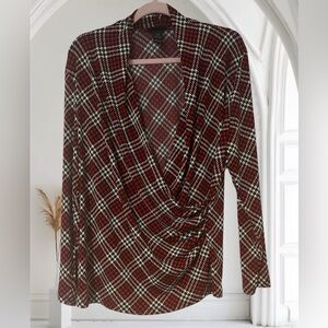 Lane Bryant Red and Black Houndstooth Blouse